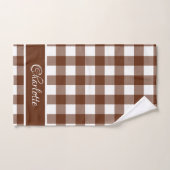 Elegant Modern Cinnamon Brown White Buffalo Checks Badhandtuch Set (Handtuch)