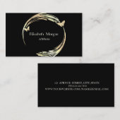 Elegant Modern Circle,Gold Butterfly Black Visitenkarte (Vorne/Hinten)