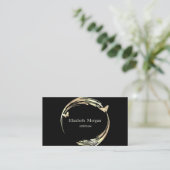 Elegant Modern Circle,Gold Butterfly Black Visitenkarte (Stehend Vorderseite)