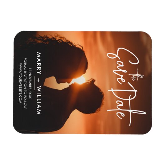 Elegant Modern Classic Photo Wedding Save The Date Magnet (Horizontal)