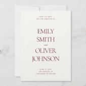 Elegant Modern Clean Burgundy Red Wedding Save The Date (Vorderseite)