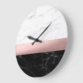 Elegant Modern Clear Black White Marcus Rose Gold Große Wanduhr (Winkel)