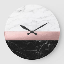 Elegant Modern Clear Black White Marcus Rose Gold Große Wanduhr