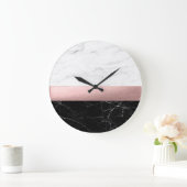 Elegant Modern Clear Black White Marcus Rose Gold Große Wanduhr (Zuhause)