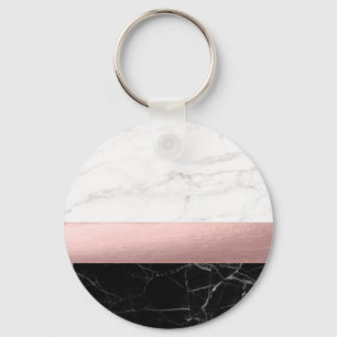 Elegant Modern Clear Black White Marcus Rose Gold Schlüsselanhänger