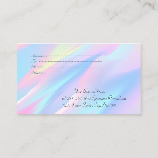 Elegant Modern Confetti Abstrakt Holographisch Rabattkarte (Rückseite)