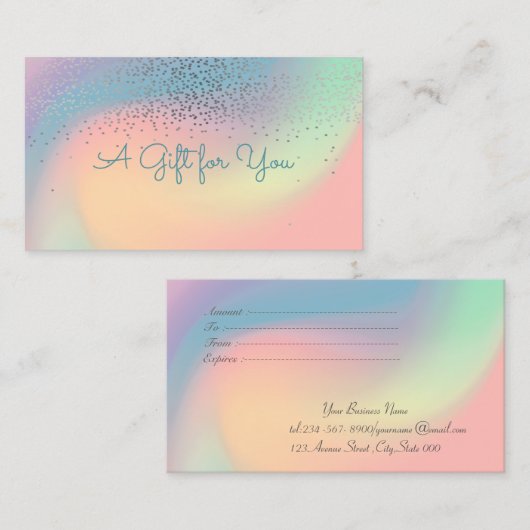 Elegant Modern Confetti Chic Holographic Rabattkarte (Vorne/Hinten)