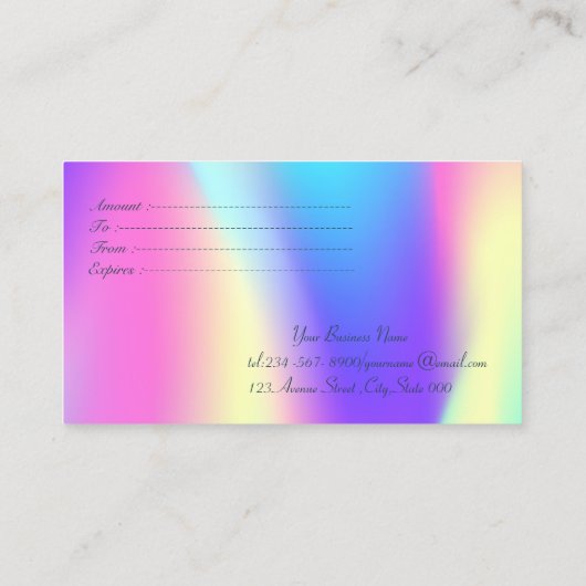 Elegant Modern Confetti farbenfroh Ombre Holograph Rabattkarte (Rückseite)