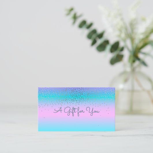 Elegant Modern Confetti Holographic Ombre Rabattkarte (Stehend Vorderseite)