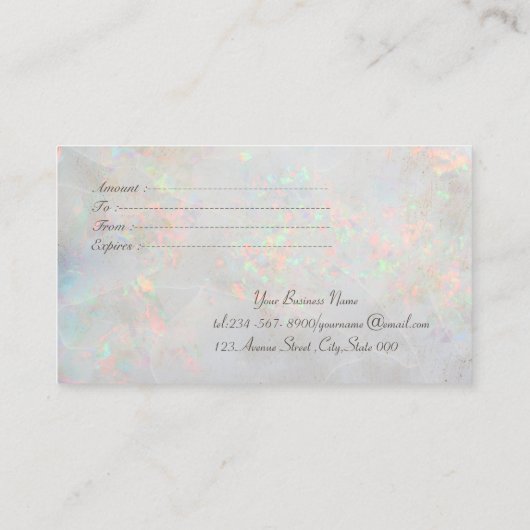 Elegant Modern Confetti Opal Holographic Rabattkarte (Rückseite)