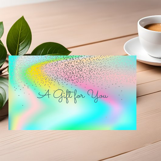 Elegant Modern Confetti Rainbow Holographic Rabattkarte