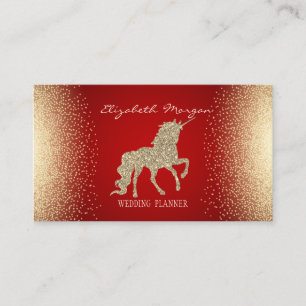 Elegant Modern Confetti Roter Glitzer Unicorn Visitenkarte