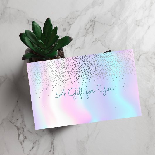 Elegant Modern Confetti Shiny Holographic Rabattkarte
