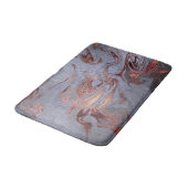 Elegant modern copper rose gold blue marble look badematte (Schrägansicht)