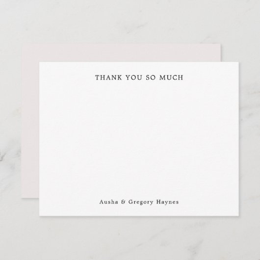 Elegant Modern Couple Typografy Ecru Vielen Dank Mitteilungskarte (Vorne/Hinten)