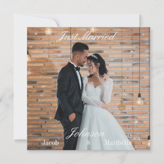 Elegant Modern Custom Wedding Photo Thank You Card (Vorderseite)