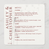 Elegant Modern Dandelion Crimson Red Wedding Menükarte (Vorderseite)