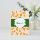 Elegant Modern Dankeschön Card mit Leaf-Mustern Postkarte (Stehend Vorderseite)