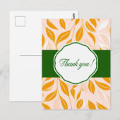Elegant Modern Dankeschön Card mit Leaf-Mustern Postkarte (Vorne/Hinten)