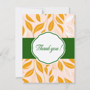 Elegant Modern Dankeschön Card mit Leaf-Mustern Postkarte