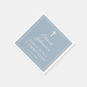 Elegant Modern Dusty Blue First Holy Communion Serviette (Ecke)