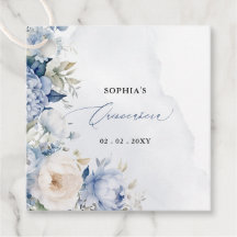 Elegant Modern Dusty Blue Floral Quinceñera
