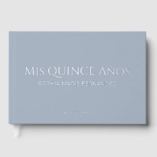 Elegant Modern Dusty Blue Quinceañera Gästebuch