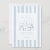 Elegant Modern Dusty Blue Striped Wedding Einladung (Vorderseite)