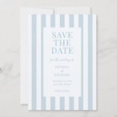 Elegant Modern Dusty Blue Striped Wedding Save The Date (Vorderseite)