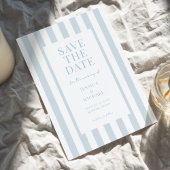 Elegant Modern Dusty Blue Striped Wedding Save The Date