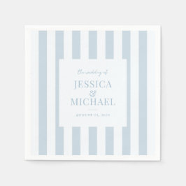 Elegant Modern Dusty Blue Striped Wedding Serviette