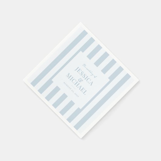 Elegant Modern Dusty Blue Striped Wedding Serviette (Ecke)