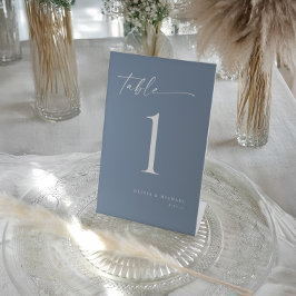Elegant Modern Dusty Blue Wedding Table Numbers Sockelschild