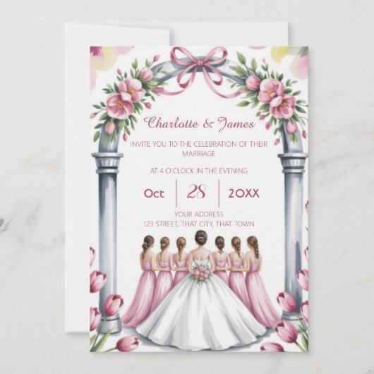 Elegant Modern Dusty Pink Rose Floral Wedding Einladung (Vorderseite)