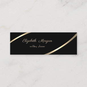 Elegant  Modern Einfach, Schwarz, Goldene Streifen Mini Visitenkarte