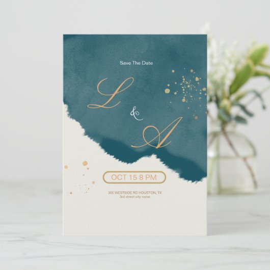 Elegant Modern Emerald Green Save The Date (Stehend Vorderseite)