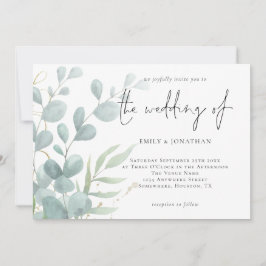 Elegant Modern Eucalyptus Powder Blue Wedding Invi Einladung