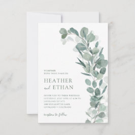 Elegant Modern Eukalyptus Greenerity Wedding Einladung
