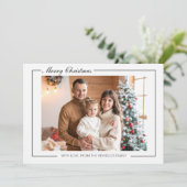 Elegant Modern Family Flat Christmas Greeting Card Dankeskarte (Stehend Vorderseite)