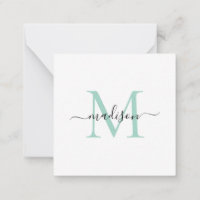 Elegant Modern Feminine Monogram Script Mint Green