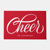 Elegant Modern Festive Red Script Cheer Christmas Fußmatte (Vorderseite)