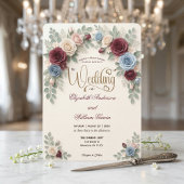 Elegant Modern Floral All In One QR Code Wedding Einladung
