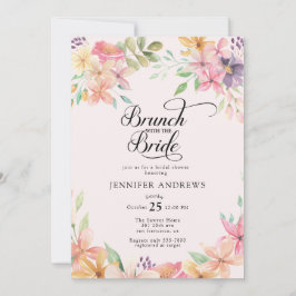 Elegant Modern Floral Classic Bridal Shower Brunch Einladung