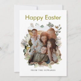 Elegant Modern Floral Easter | Happy Easter Photo Feiertagskarte
