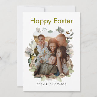 Elegant Modern Floral Easter | Happy Easter Photo Feiertagskarte