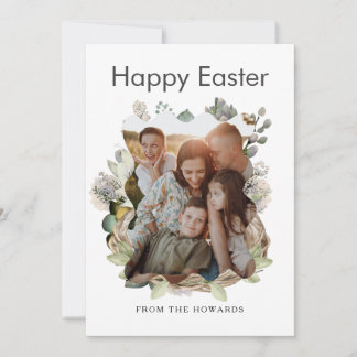 Elegant Modern Floral Easter | Happy Easter Photo Feiertagskarte