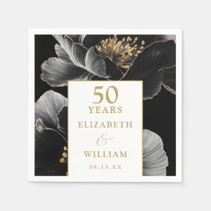 Elegant Modern Floral Gold 50 Jahre Jubiläum Serviette