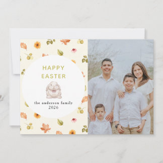 Elegant Modern Floral Happy Easter Family Photo Feiertagskarte