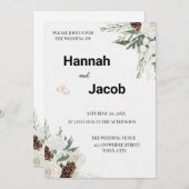 Elegant Modern Floral Wedding Invitation Einladung (Vorne/Hinten)