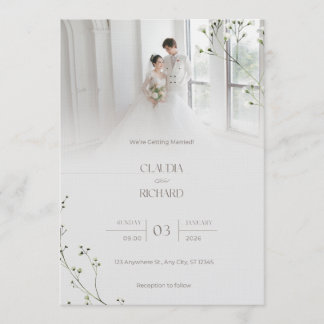 Elegant Modern Floral Wedding Invitation | Minimal Einladung